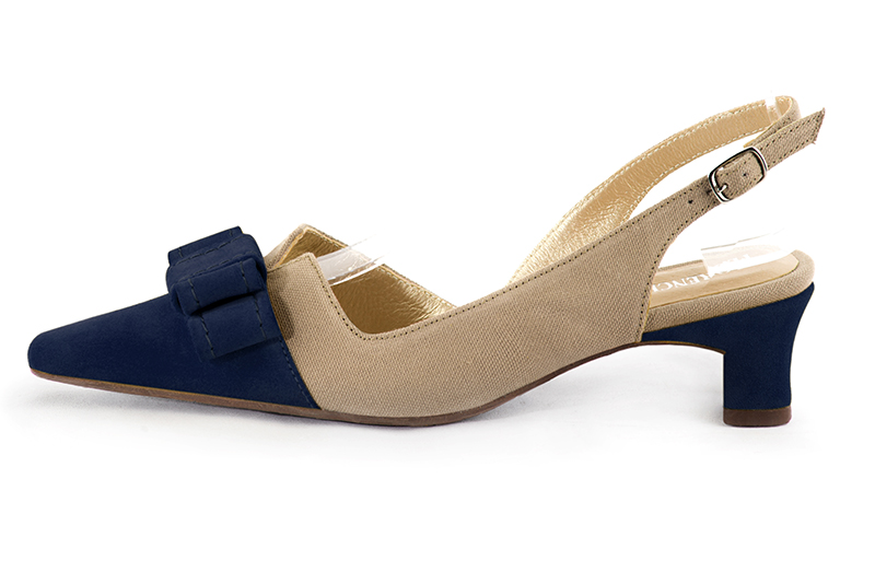 Chaussure femme brides bleu marine et beige sahara Bout